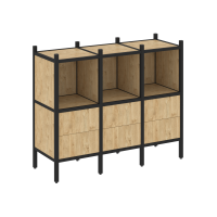 Loft Прямой стеллаж VR.L-07 Тиквуд Светлый/Металл Черный 1278*446*1047