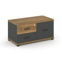 Concept Тумба приставная широкая 2 ящ.+1 распаш. фасад CN.TSP-004 A Сандал Янтарный/Антрацит/Металл Антрацит 836*420*416