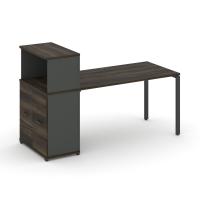 Concept Стеллаж 3 узкие секции, 2 ниши CN.STU-230 Дуб Винченцо/Антрацит/Металл Белый 1252*420*818