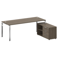 Metal System Direct Стол руковод. с тумбой БГ.СРТ-6.8 (R) Вяз Благородный/Нержавеющая Сталь 2100*1620*750