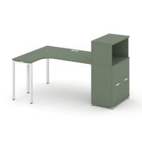 Concept Стол эргономичный с опорным распаш. шкафом с надставкой низ.  CN.SA-213(L) W Кобо/Металл Белый 1800*1180*1140