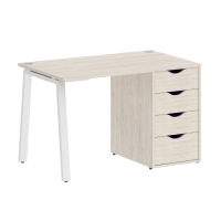 Home Office Стол письменный VR.SP-3-118.4.A Денвер Светлый/Металл Белый 1180*720*750