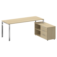 Metal System Direct Стол руковод. с тумбой БГ.СРТ-5.7 (R) Акация Лорка/Нержавеющая Сталь 1900*1520*750