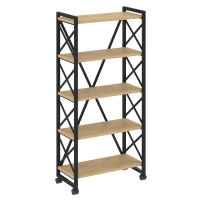 Loft Стеллаж на колесных опорах-5 полок VR.L-MST.K-5.8 Тиквуд Светлый/Металл Черный 800*400*1704