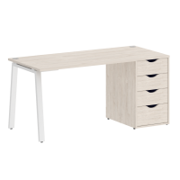 Home Office Стол письменный VR.SP-3-158.4.A Денвер Светлый/Металл Белый 1580*720*750