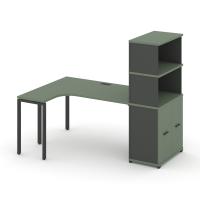 Concept Стол эргономичный с опорным распаш. шкафом с надставкой выс.  CN.SA-216(L) A Кобо/Антрацит/Металл Антрацит 2000*1180*1530
