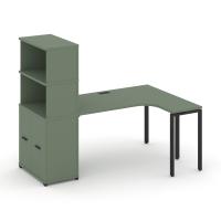 Concept Стол эргономичный с опорным распаш. шкафом с надставкой выс.  CN.SA-215(R) B Кобо/Металл Черный 1800*1180*1530