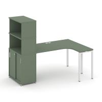 Concept Стол эргономичный с опорным шкафом-купе с надставкой выс.  CN.SA-221(R) W Кобо/Металл Белый 1800*1180*1530