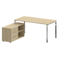 Metal System Direct Стол руковод. с тумбой БГ.СРТ-4.8 (L) Акация Лорка/Нержавеющая Сталь 1700*1620*750