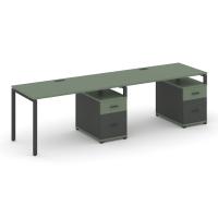 Concept Двойной Стол-приставка к двум опорным тумбам/шкафам CN.DSPR-006 Дуб Винченцо/Металл Черный 1180*1480*750