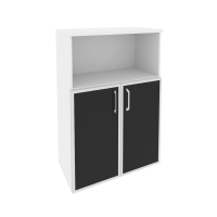 Onix Шкаф средний широкий O.ST-2.2 R black Белый Бриллиант/Cтекло Black 800*420*1207