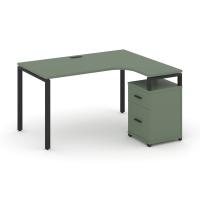 Concept Стол эргономичный с опорной тумбой CN.SA-307(L) B Кобо/Металл Черный 1580*1180/1546*750