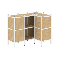 Loft Угловой внутренний стеллаж VR.L-28 Тиквуд Светлый/Металл Белый 1278*862*1047
