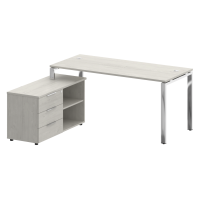Metal System Direct Стол руковод. с тумбой БГ.СРТ-4.7 (L) Дуб Наварра/Нержавеющая Сталь 1700*1520*750