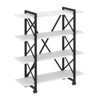 Loft Стеллаж на колесных опорах-4 полки VR.L-MST.K-4.8V Белый Бриллиант/Металл Черный 1200*400*1334