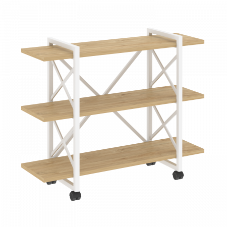 Loft Стеллаж на колесных опорах-3 полки VR.L-MST.K-3.8V Тиквуд Светлый/Металл Белый 1200*400*968