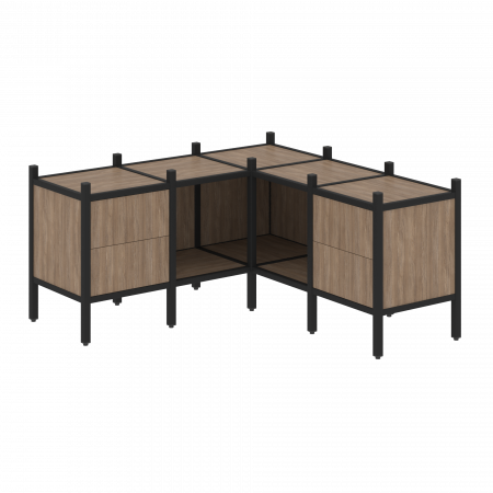 Loft Угловой внутренний стеллаж VR.L-27 Дуб Аризона/Металл Черный 1278*1278*636